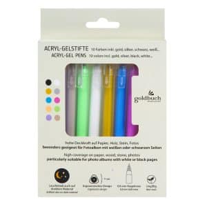 Acryl Gelstiften Set - 10 kleuren - Goud Zilver Zwart Wit - 0.8mm - Afbeelding 3