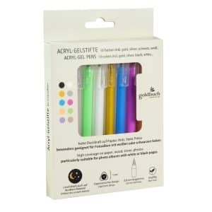 Acryl Gelstiften Set - 10 kleuren - Goud Zilver Zwart Wit - 0.8mm - Afbeelding 2